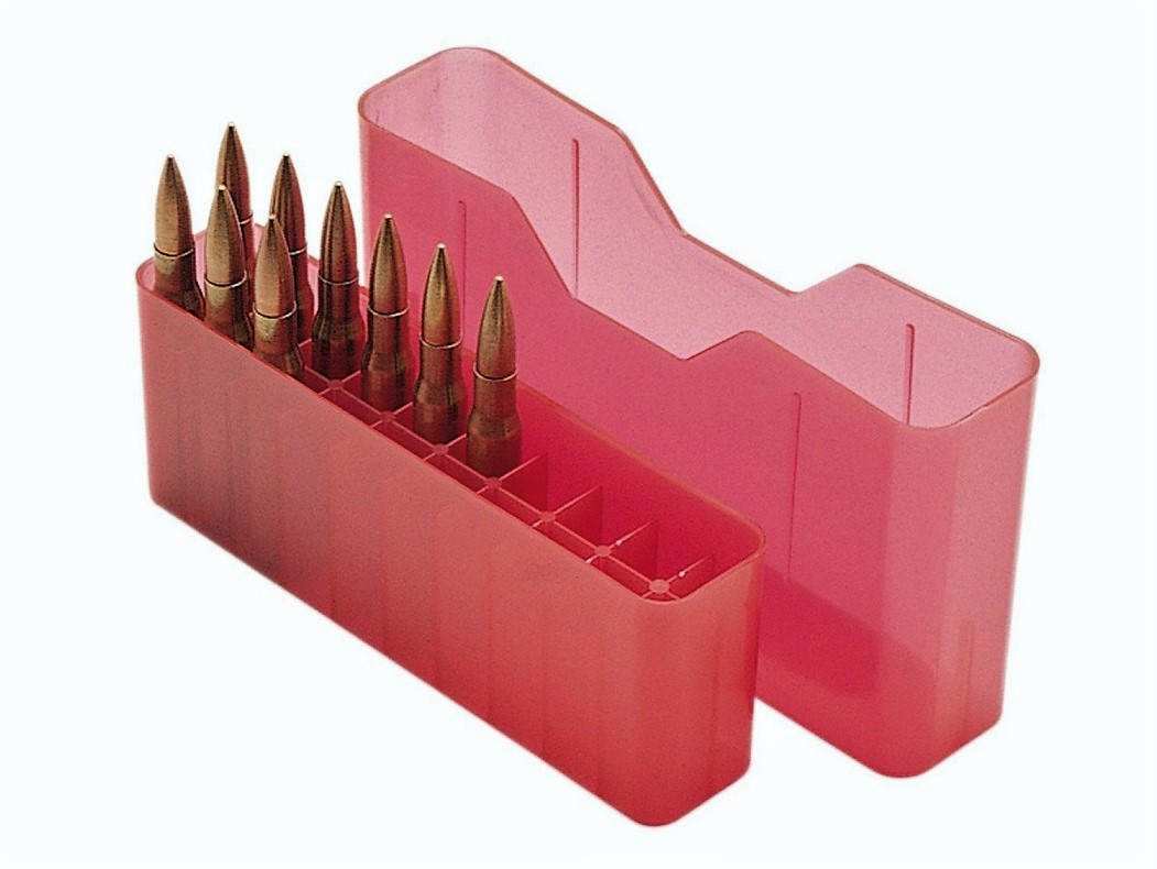 MTM J20LLD Slip-Top Ammo Box CLEAR RED content 20